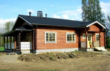 загородный одноэтажный дом из клееного бруса